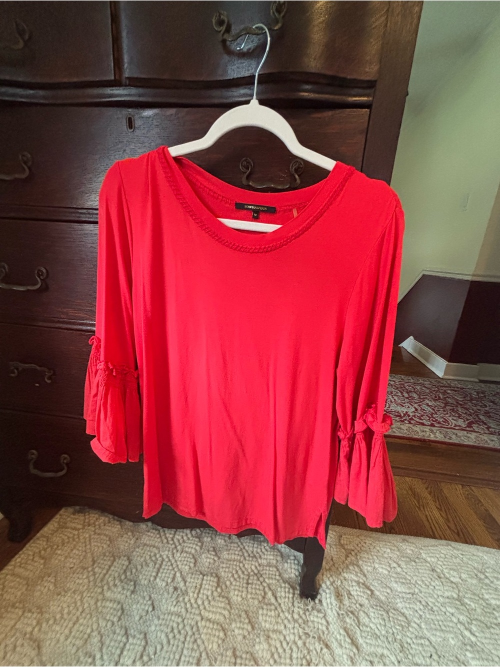 Kobi Halperin Vibrant Red Tie-Sleeve Long Sleeve Top